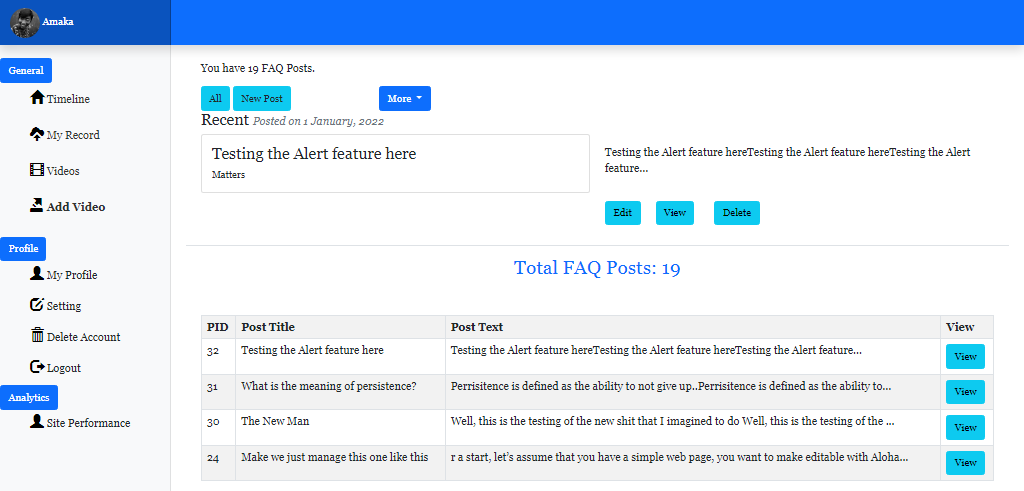 FAQ page in fibre